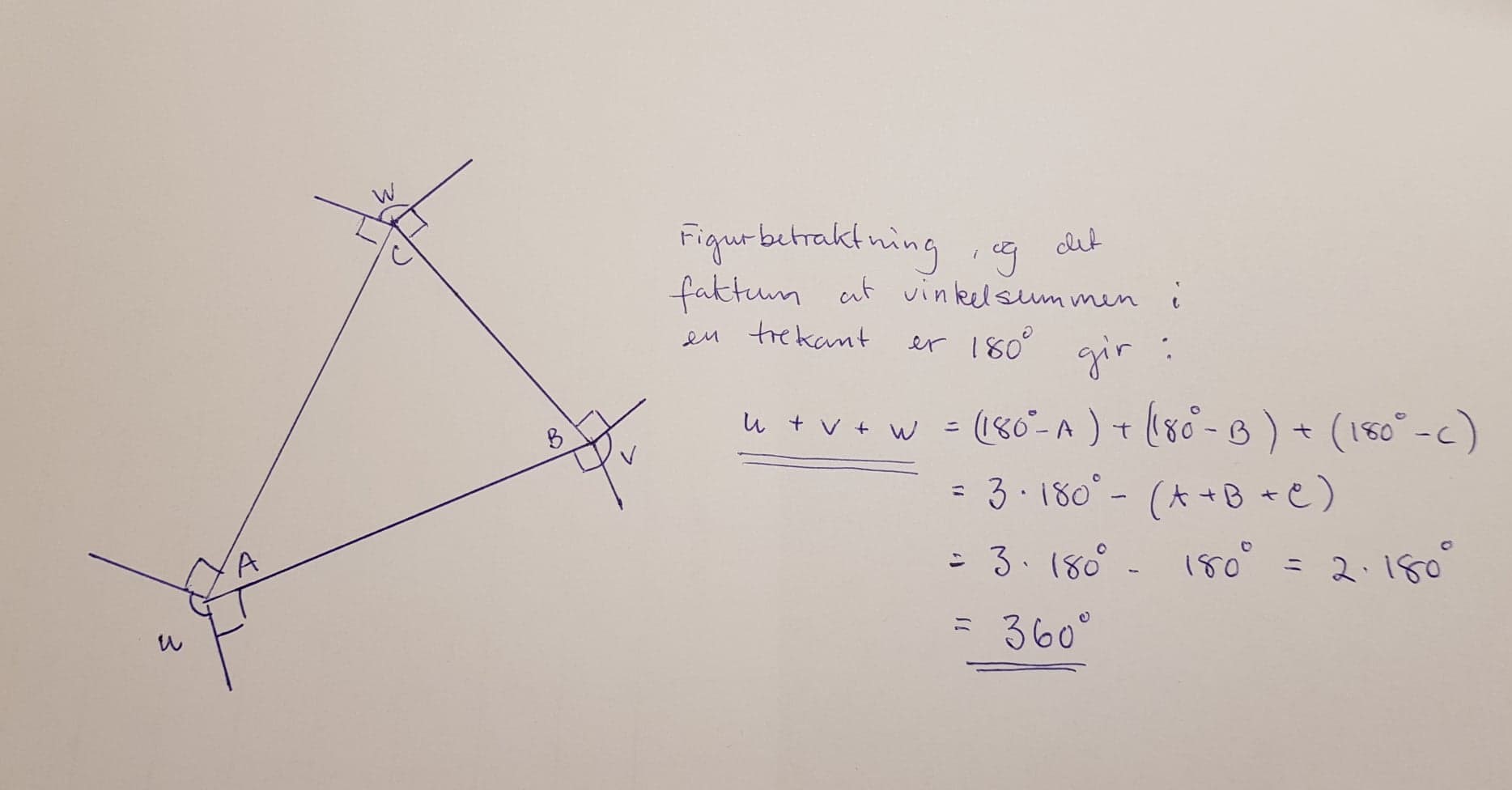 Håndskrevet løsningsforslag til oppgaven.