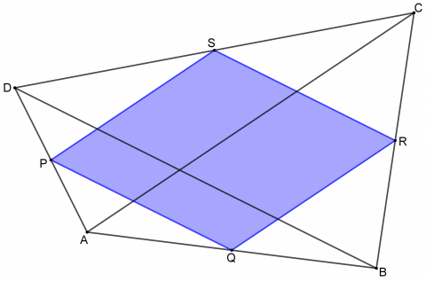 Firkant med diagonaler inntegnet.