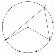 Beregning av vinkler i en trekant, inne i en sirkel